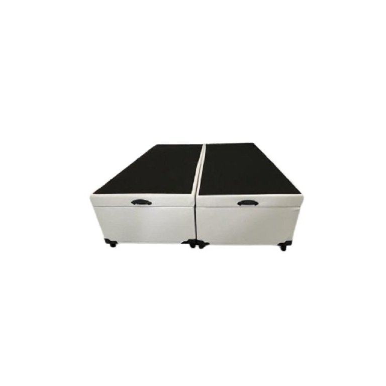 Cama Box Baú Casal Bipartido Sintético Branco Cama Box Baú Casal Bipartido Sintético Branco