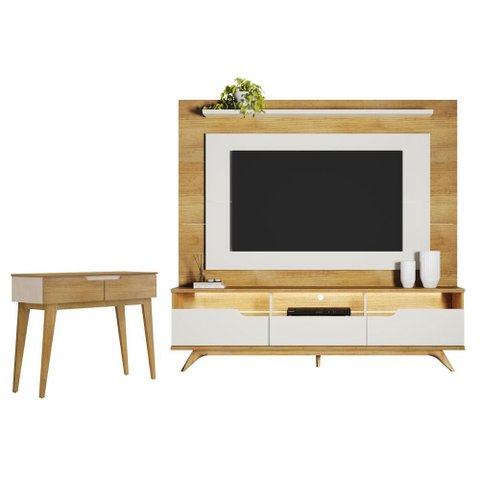 Home Theater Diplomata com LED com Aparador para Sala de Estar Bellíssima Cinamomo Off White –