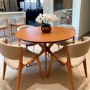 Ver imagem 2 de Mesa de Jantar Redonda 120cm Salvy Madeira Liptus Castanho Claro - Sallar Home