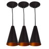 Pendentes Cone Preto Com Cobre Alumínio Decoração - 2