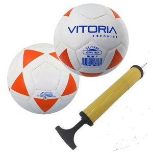 Kit 2 Bolas Futsal Vitoria Brx 40 Sub 7 (3 A 6 Anos) + Bomba de Ar - Branco
