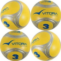 Kit 4 Bolas Futebol De Campo Nº 3 Sub 12 Oficial Termotec Pu - Amarelo - 4
