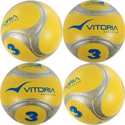 Kit 4 Bolas Futebol De Campo Nº 3 Sub 12 Oficial Termotec Pu - Amarelo - 1