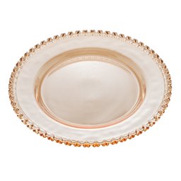 Prato Raso de Cristal Coração Âmbar Metalizado 28cm Lyor - 1