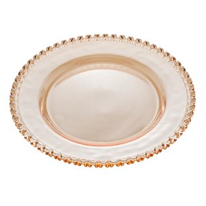 Prato Raso de Cristal Coração Âmbar Metalizado 28cm Lyor