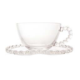 Xícara P/Chá Com Pires Cristal Coração Transparente 170ml Lyor - 3