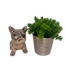 Ver imagem 3 de Conjunto decorativo bulldog cerâmico rose e vaso com planta