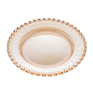Prato Raso P/sobremesa Cristal Coração Âmbar Metalizado 20cm Lyor