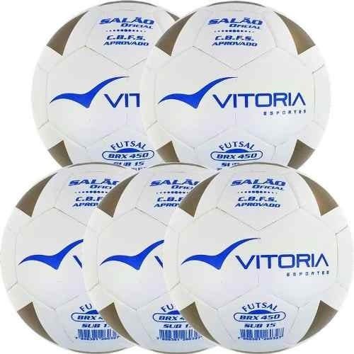 Kit 5 Bolas Futsal Vitoria Brx Max 450 Sub 15 (13/15 Anos) - Branco - 1