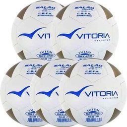 Kit 5 Bolas Futsal Vitoria Brx Max 450 Sub 15 (13/15 Anos) - Branco - 1
