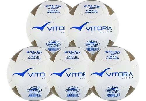 Kit 5 Bolas Futsal Vitoria Brx Max 450 Sub 15 (13/15 Anos) - Branco - 2