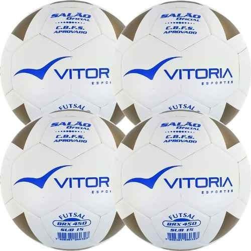 Kit 4 Bola Futsal Vitoria Brx Max 450 Sub 15 (13/15 Anos) - Branco - 1