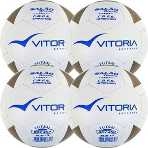 Kit 4 Bola Futsal Vitoria Brx Max 450 Sub 15 (13/15 Anos) - Branco