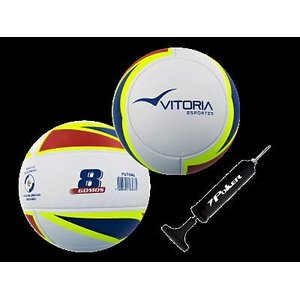 kit 2 Bolas Futsal Vitória Oficial Termofusion MX 1000 Pu + Bomba - Branco