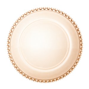 Sousplat de Cristal Coração Âmbar Metalizado 32cm Lyor