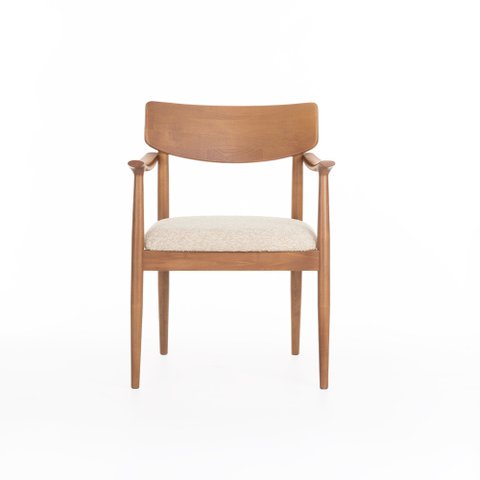 Cadeira de Madeira Maciça com Assento Estofado Gaman 60 cm X 54 cm Bege