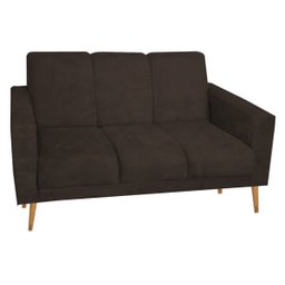 Sofá 3 Lugares Luana Marrom Suede com Duas Almofádas - 2