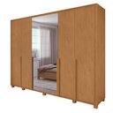 Ver imagem 1 de Guarda Roupa Casal Easy Space 6 Portas de Bater 6 Gavetas MDF com Espelho Amendoa Clean-Off White