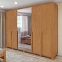 Ver imagem 3 de Guarda Roupa Casal Easy Space 6 Portas de Bater 6 Gavetas MDF com Espelho Amendoa Clean-Off White