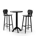 Ver imagem 1 de Conjunto Bistrô Mesa Redonda Alta com 2 Banquetas de Madeira Lisboa Preta - Melhor Móvel