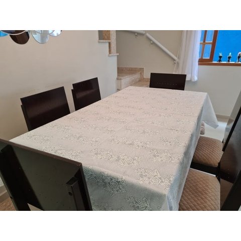 Kit Toalha de Mesa 4 Lugares Rendada Tnt + Toalha de Cristal - Branca 008