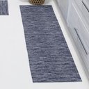 Ver imagem 3 de Kit Passadeira Tapete Cozinha 3 Peças Jacquard Base Antiderrapante - Marinho