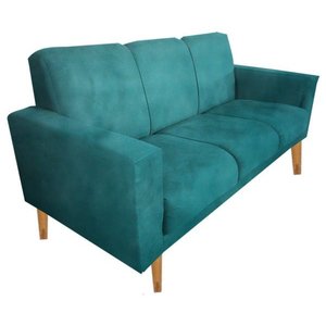 Sofá 3 Lugares Luana Turquesa Suede com Duas Almofadas