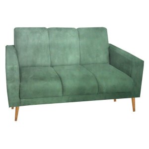 Sofá 3 Lugares Luana Verde Suede com Duas Almofádas