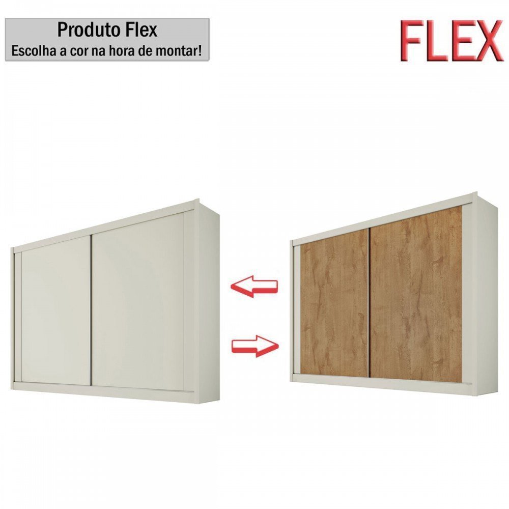 Guarda-Roupa Casal Creta 2 Portas 4 Gavetas 100% Mdf Off White/Amendoa - Europa Móveis - 2