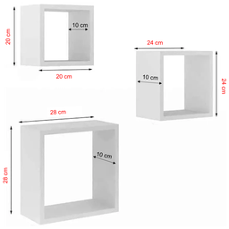 Kit com 3 Nichos em Mdp Branco - 3