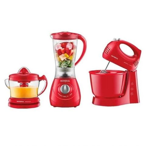 Conjunto Batedeira Convencional Mondial Kt-201-R 3,6L 400W Vermelho 110V