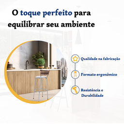 Banqueta Bistro para Cozinha Junco Cappuccino Àrea Gourmet Balcão Bancada bares Churrasqueira - 3