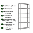 Ver imagem 3 de Prateleira Armário Estante Aço Reforçada 6 Bandejas 60 Cm:cinza