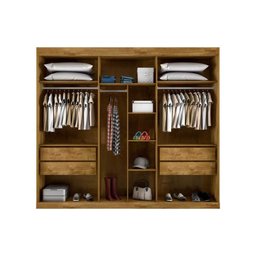 Guarda Roupas 3 Portas de Correr e 4 Gavetas c/Espelho Toronto Naturale/Off White - Bianchi - 3