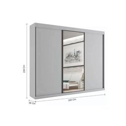 Guarda Roupas 3 Portas de Correr e 4 Gavetas c/Espelho Toronto Naturale/Off White - Bianchi - 2