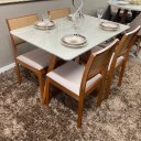 Ver imagem 1 de Sala de Jantar Mesa Lizzi 1,20m com 4 Cadeiras Eco D'confort Design Suede Rose
