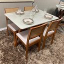 Ver imagem 3 de Sala de Jantar Mesa Lizzi 1,20m com 4 Cadeiras Eco D'confort Design Suede Rose