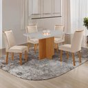 Ver imagem 1 de Conjunto Mesa de Jantar 120cm com 4 Cadeiras Estofadas Multimóveis Crrft-CON041 Madeirado/Off White