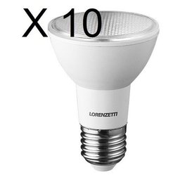 Kit 10 Lâmpadas Led Par 20 7w 3000k Bivolt E27 Lorenzetti - 3000K - 110V/220V - 1 Kit 10 Lâmpadas Led Par 20 7w 3000k Bivolt E27 Lorenzetti - 3000K - 110V/220V - 1