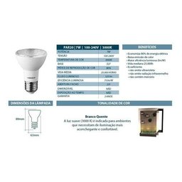 Kit 10 Lâmpadas Led Par 20 7w 3000k Bivolt E27 Lorenzetti - 3000K - 110V/220V - 3 Kit 10 Lâmpadas Led Par 20 7w 3000k Bivolt E27 Lorenzetti - 3000K - 110V/220V - 3