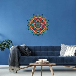 Adesivo de Parede para Sala Mandala Azul Turquesa - 2