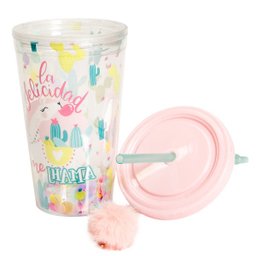 Copo Canudo Com Confete - Lhama - 2