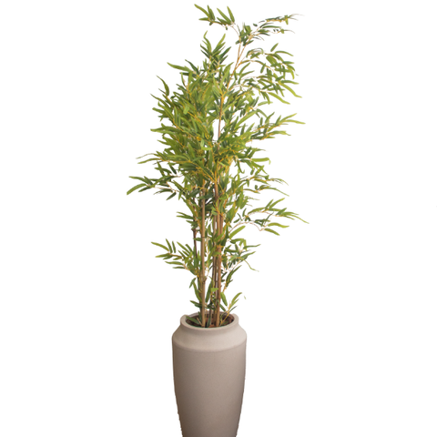 Árvore de Bambu Artificial com Vaso Thai Branco Mármore | Formosinha