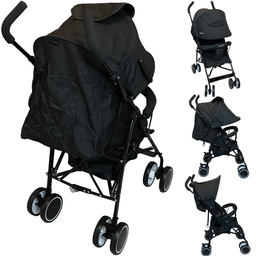 Carrinho de Bebe Passeio Guarda Chuva Passear Baby Alfa Preto - 2