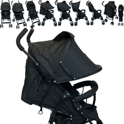 Carrinho de Bebe Passeio Guarda Chuva Passear Baby Alfa Preto - 3