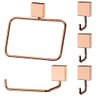 Kit Acessórios Rose Gold C/ Kit Fixação Banheiro Gancho Papeleira Toalheiro Future - 1