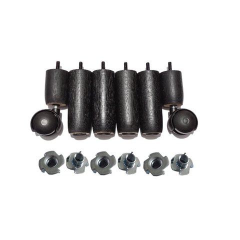 Kit Pés Madeira 4x2 Tdc Preto C/ Porcas para Cama Box ou Baú Solteiro