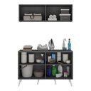 Ver imagem 4 de Conjunto Lavanderia Retrô Multiuso Armário Aéreo e Balcão 4 Portas Multimóveis Mp5053 Grafite/