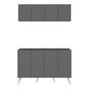 Ver imagem 5 de Conjunto Lavanderia Retrô Multiuso Armário Aéreo e Balcão 4 Portas Multimóveis Mp5053 Grafite/