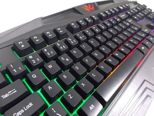 Mouse de Jogo 2400DPI Teclado Gamer Semi Mecânico Caixa de Som PC